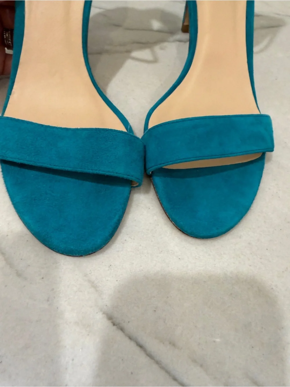 LK Bennett Teal Suede Ankle Wrap Heels Made in Spain 40 (US 8.5/9) NWOT
